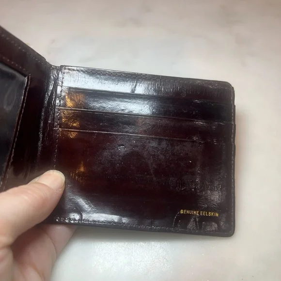 Vintage Genuine Eel Skin Wallet | Rich Chestnut Brown Leather - Picture 4 of 7